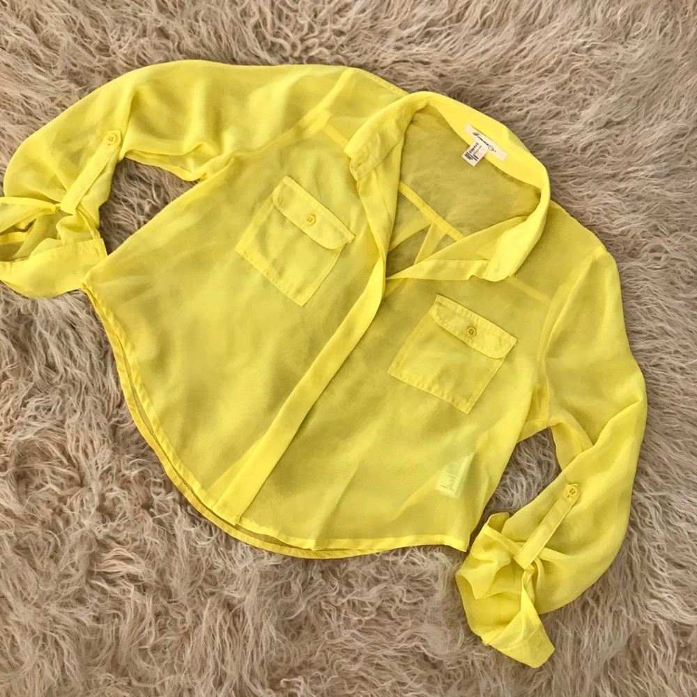 Yellow button up blouse
